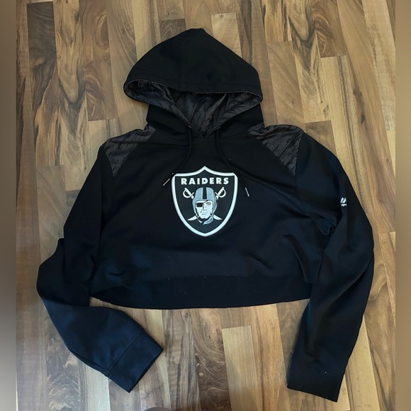 Los Vegas Black Raiders Crop Top Hoodie - Picture 6 of 6